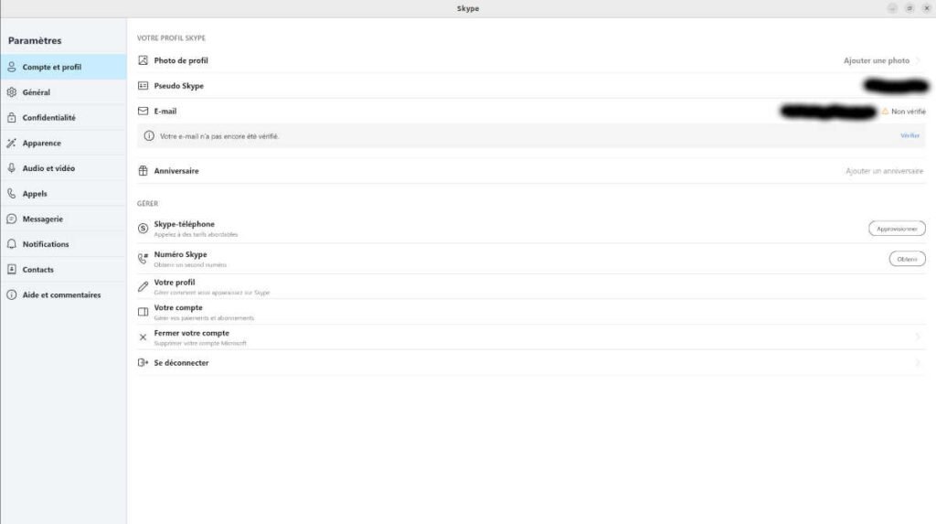 supprimer compte Skype